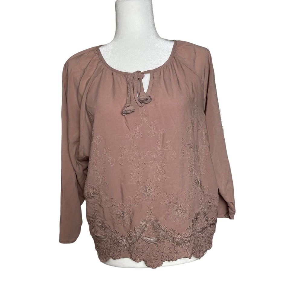 Lovestitch Mauve Light Pink Boho Top 3/4 Sleeve Size S/M